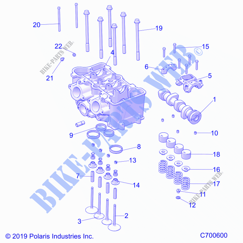 ENGINE, CYLINDER HEAD AND VÃLVULAS   R21T6E99A9/AG/AP/B9/BG/BP (C700600) para Polaris RANGER CREW 1000 PREMIUM 2021